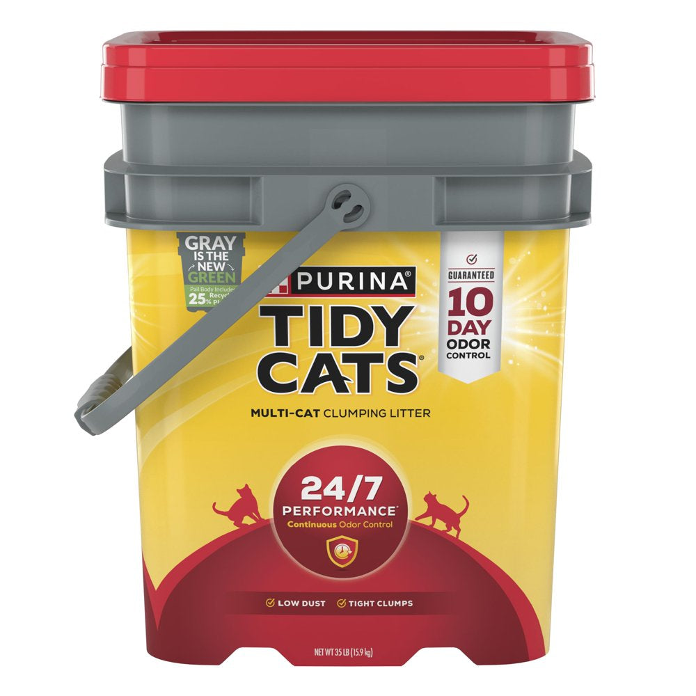 Purina Tidy Cats Multi-Cat Clumping Kitty Litter, 24/7 Performance Deodorizing, 35 Lb Pail