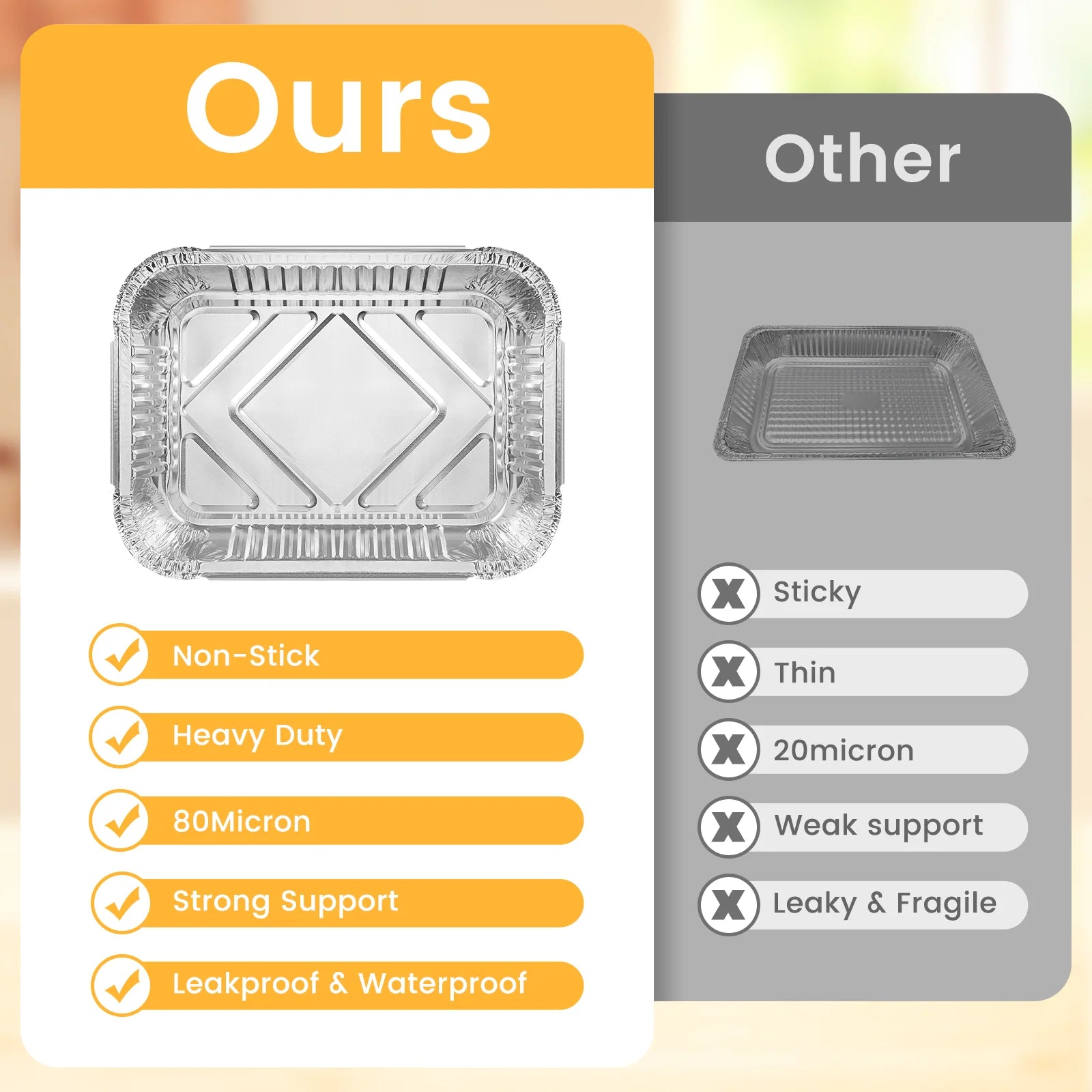 GPED Aluminum Pans Disposable Foil (30 Pack) - Foil Pans with Lids 10.2*7.5In - Disposable Food Containers Great for Baking Cake, Cooking, Heating, Storing, Prepping Food