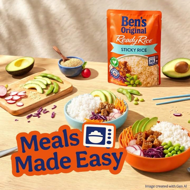 BEN'S ORIGINAL Ready Rice Sticky Rice, Easy Dinner Side, 8.5 Oz Pouch (Pack of 12)