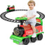 OLAKIDS Kids Ride on Train with Track, 6V Electric Toy with Lights and Sounds, Retractable Footrest, under Seat Storage, Christmas Theme Battery Powered Gift for Toddlers Boys Girls (Christmas Style)