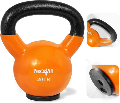 Yes4All Kettlebells Rubber Base, Kettlebell Set for Women, Strength Training Kettlebells Weights (10-65 Lbs)