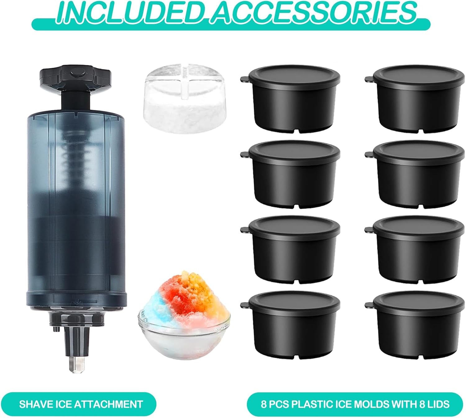 Shave Ice Attachment for Kitchenaid Stand Mixer,With 8 Molds Shave Ice Attachment for Kitchenaid Stand Mixers, Ice Shaver Attachment, Snow Cone Attachment,Ice Shaver Maker