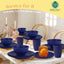Homienly 40 Pcs Wheat Straw Dinnerware Sets, Dinner Plates, Cups, Pasta Bowls, Dishes Set for 8, Microwave Safe Plates and Bowls Sets, Blue