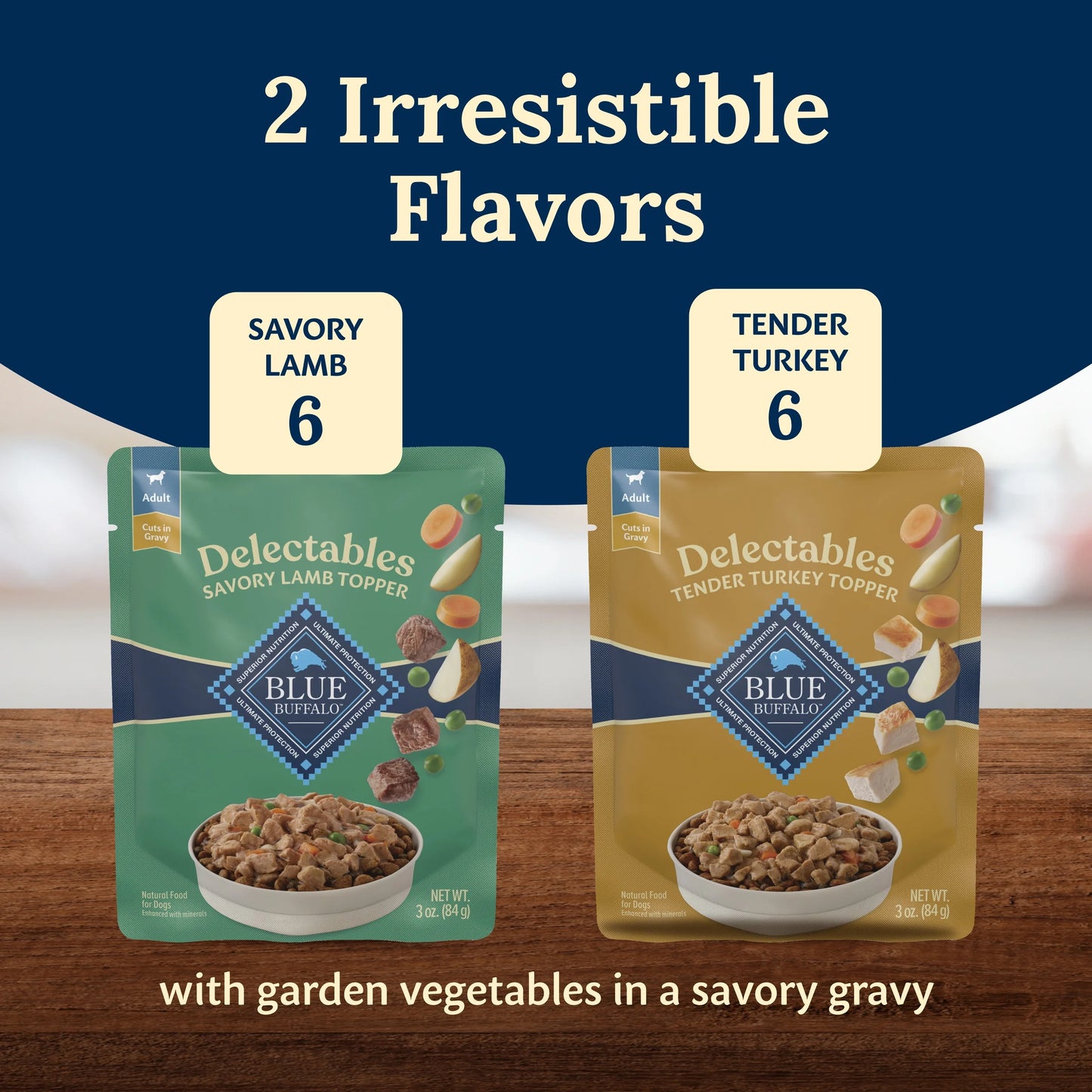 Blue Buffalo Delectables Natural Wet Dog Food Topper Variety Pack, Lamb & Turkey Dinner 3Oz (12 Pack - 6 of Each Flavor)