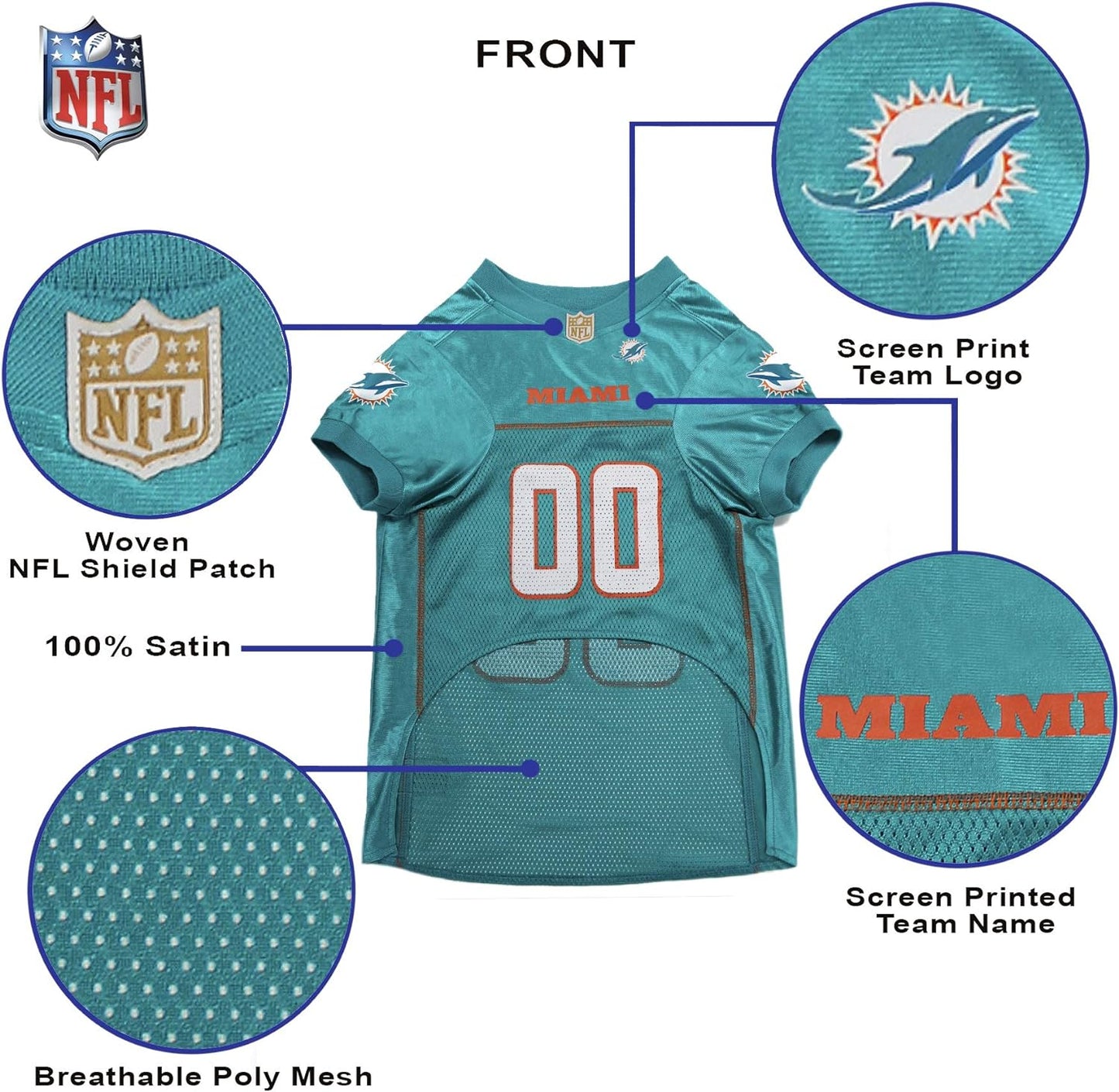 NFL MIAMI DOLPHINS DOG Jersey, X-Large