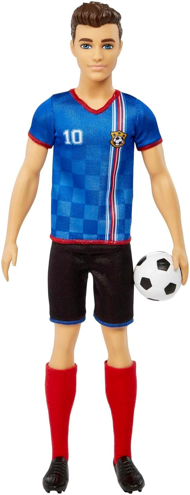 Barbie Careers Ken Fashion Doll & Accessory, Soccer Player with Cropped Hair, #10 Uniform, Tall Socks, Cleats & Ball | Cropped Hair, #10 Uniform, Tall Socks, Cleats & Ball