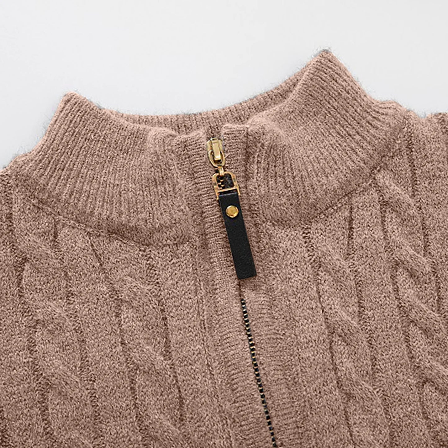 Jsaierl Sweaters for Men Cable Knit Crew Neck Top Long Sleeve Dressy Casual Fall and Winter Quarter Zip Pullover Sweater