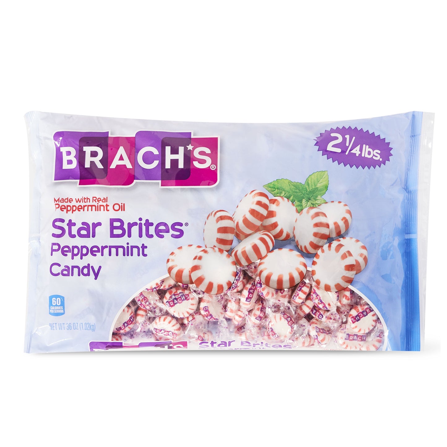 Brach'S Star Brites, Individully Wrapped, Peppermint Candy, 36 Oz Bag