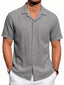 GENTS BLISS Men Linen Shirts Casual Short Sleeve Button down Shirts for Men Beach Tops with Pocket