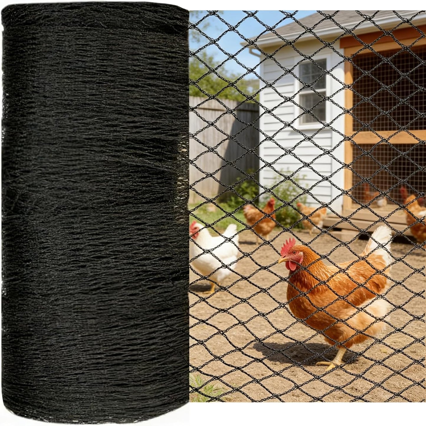 Bird Netting for Chicken Coop 25X50 FT, 1" Chicken Run Cover Net | Woven Coop Netting Roof against Hawk, Eagle, Owls, Bird Netting for Garden, Fruit Trees, Plants, Vegetables Protection
