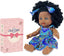 Nice2You Black Baby Doll for Girl, 10 Inch African American Black Doll with Dress, Reborn Realistic Baby Doll for Kids Aged 3-6 Years Old, Small Silicone Black Doll Toy with Curly Hair for Birthday