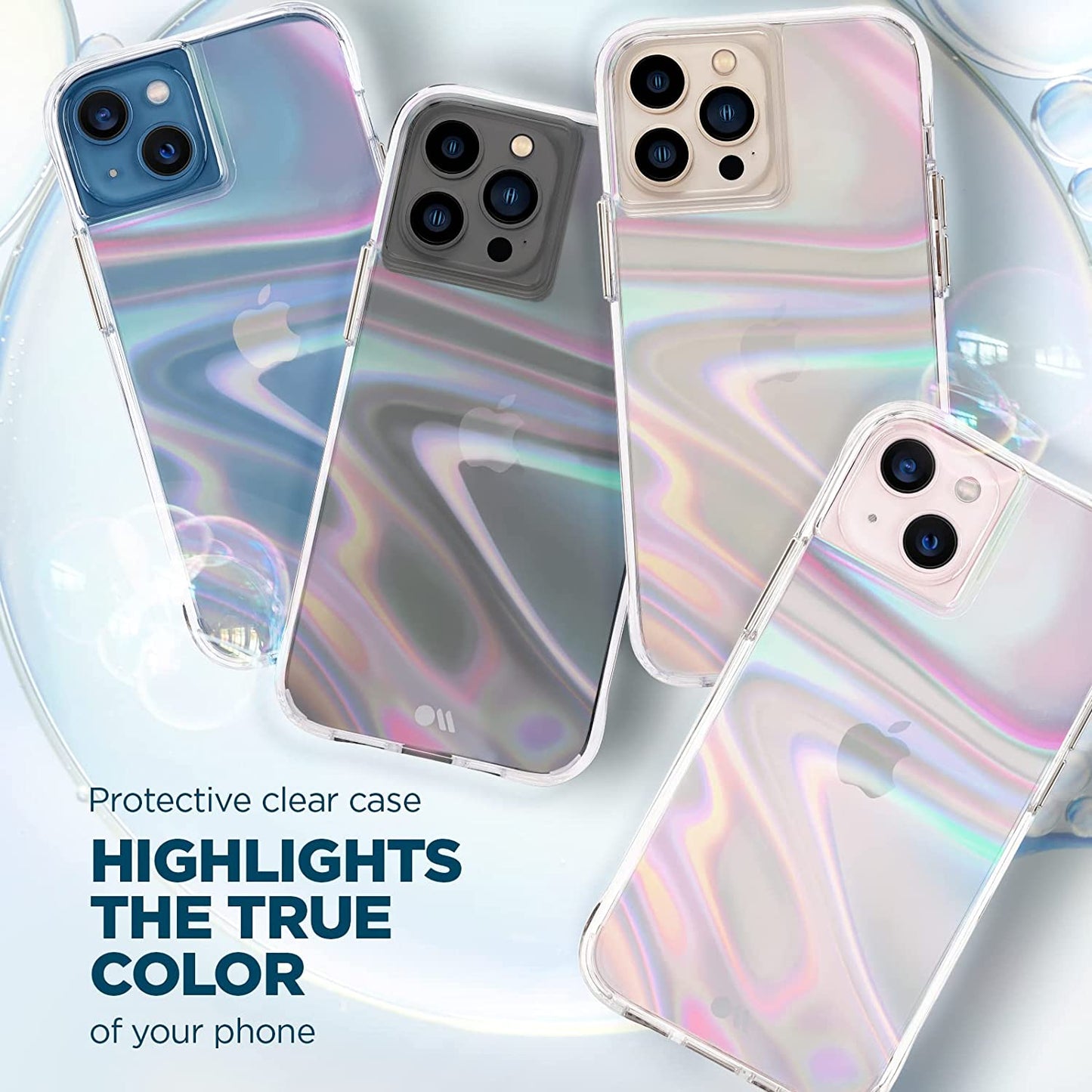 Case-Mate Iphone 13 Pro Case - Soap Bubble [10FT Drop Protection] [Wireless Charging Compatible] Luxury Cover with Iridescent Swirl Effect for Iphone 13 Pro 6.1", Anti-Scratch, Shockproof Materials