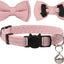 Collar for Cat Pet Breakaway with Bell Bowtie Detachable Bow Adjustable Safety Kitten Puppy Girl Boy 2Pcs Pink Leopard & Pure