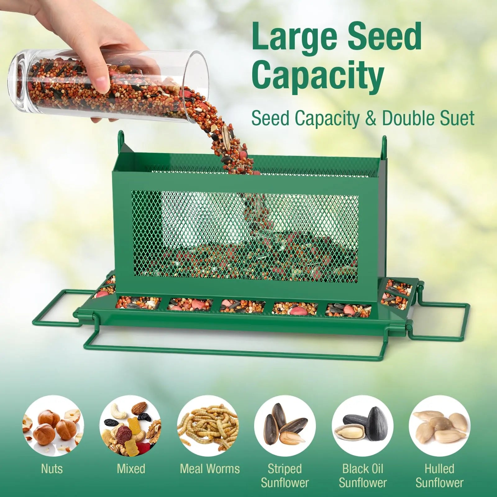 Bird Feeder for Outdoor Hanging, Large Squirrel Proof Birdfeeders W/ 14 Feeding Ports - Heavy Duty Metal Bird Feeders for outside Hanging, 4 Lb Large Capacity Birdfeeder to Attracting Birds Tiktokshopfalldealsforyou