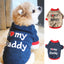 ZDWQFA Dog Sweater Clothes, I Love My Daddy/Mommy Printed Fleece Pullover Shirt, Autumn Winter Warm Costume for Pet Dog Puppy