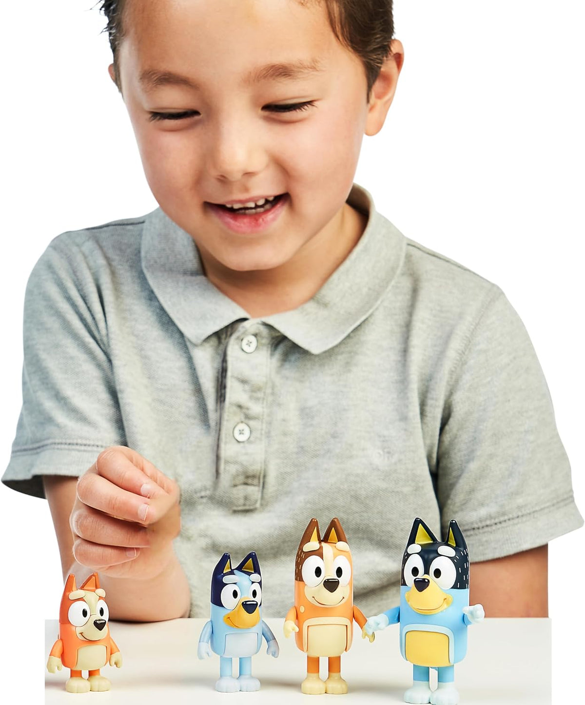 Bluey Family Figure 4-Pack, Poseable Toys with Bingo & Bandit