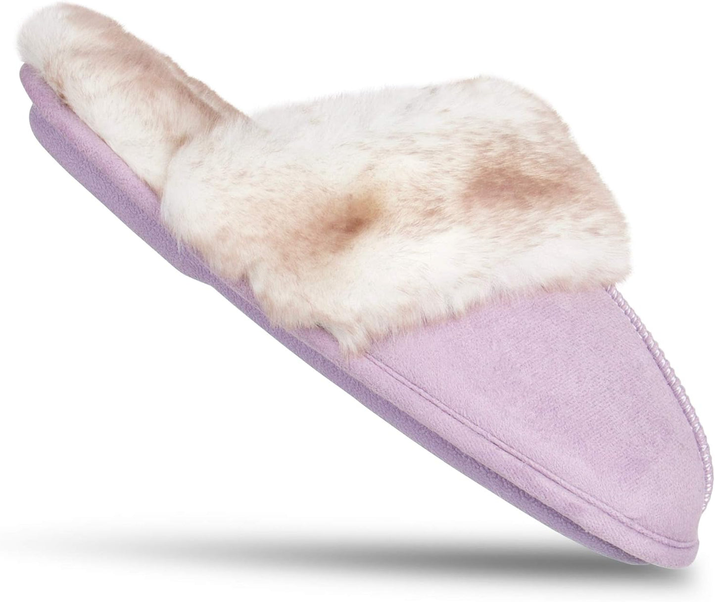 Jessica Simpson Womens Comfy Faux Fur House Slipper Scuff Memory Foam Slip on Anti-Skid Soleslipper