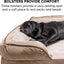 Furhaven Memory Foam Dog Bed for Large Dogs W/ Removable Bolsters & Washable Cover, for Dogs up to 95 Lbs - Plush & Velvet Waves Perfect Comfort Sofa - Brownstone, Jumbo/Xl
