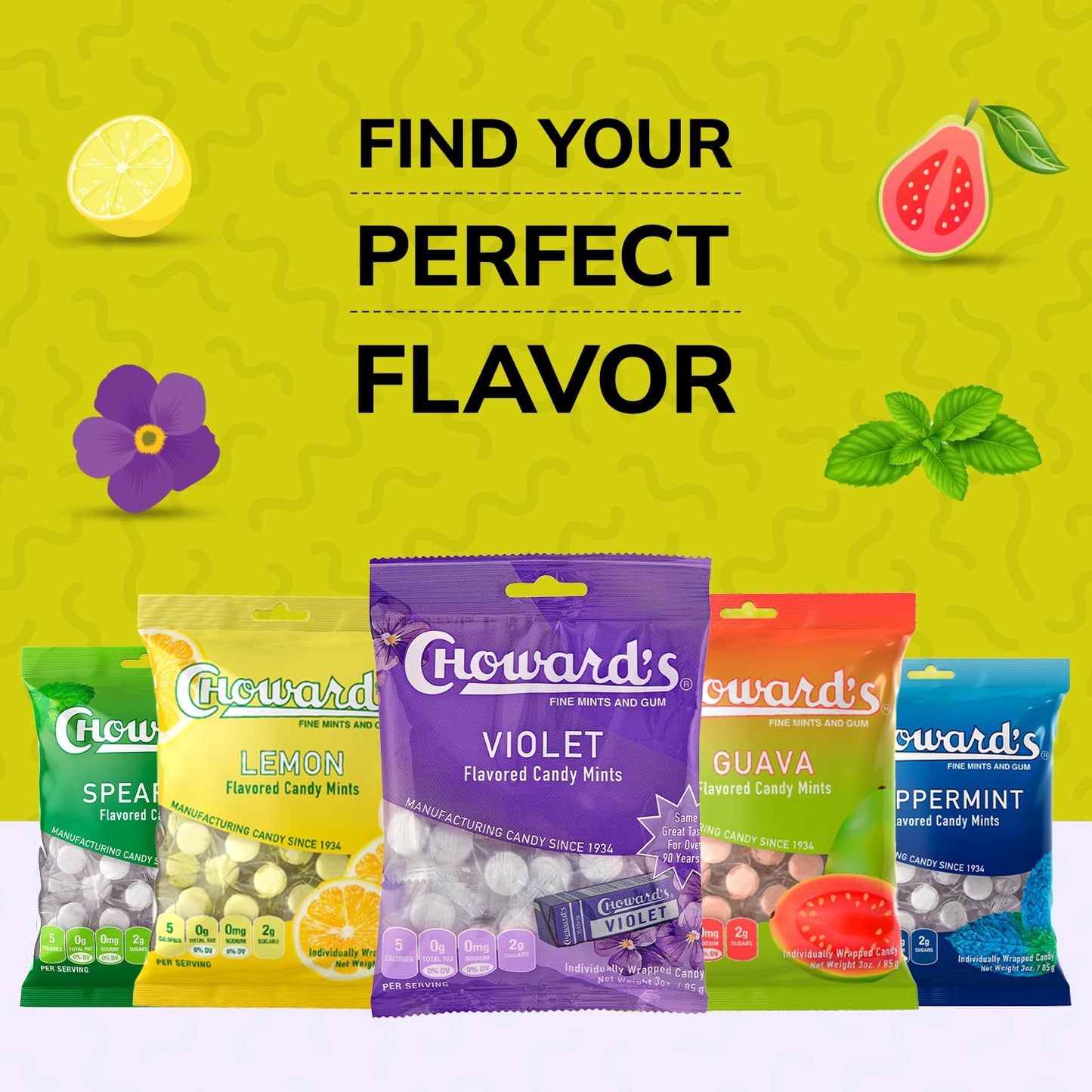 Choward'S Lemonmint Candy Bags | Unique Aromatic Flavors for Everyday Freshness | Perfect for Travel, Sharing, and Gifting | Distinctive Taste in Convenient Packaging | (Pack of 3, 49 Pieces)
