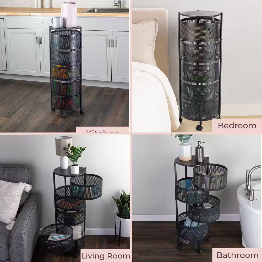 5 Tier Rolling Kitchen Cart, Black