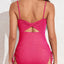 Eytino Swim Suit Ribbed One Piece Swimsuits for Women Tie Side Tummy Control Swim Suit Ruched Drawstring Square Neck Swimming Suits Swimwear Pink L