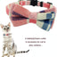 Cat Collar Breakaway with Bell and Bow Tie, Plaid Design Adjustable Safety Kitty Kitten Collars(6.8-10.8In)(Pink Plaid 2)