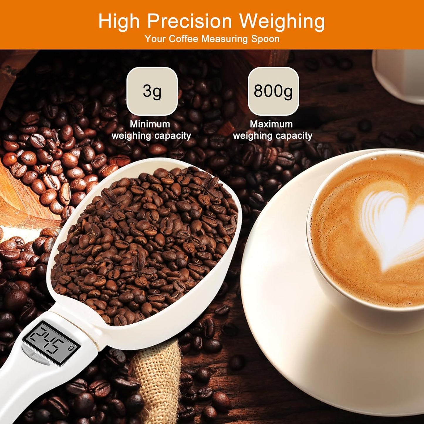 Digital Measuring Spoon, Weighing Food Measuring Scoop Scale, LCD Electronic Food Scale for Kitchen Gadget, Baking Cooking Coffee, Pet Dog Cat Food, High Precision Grams Measuring Cup, Mom Gifts