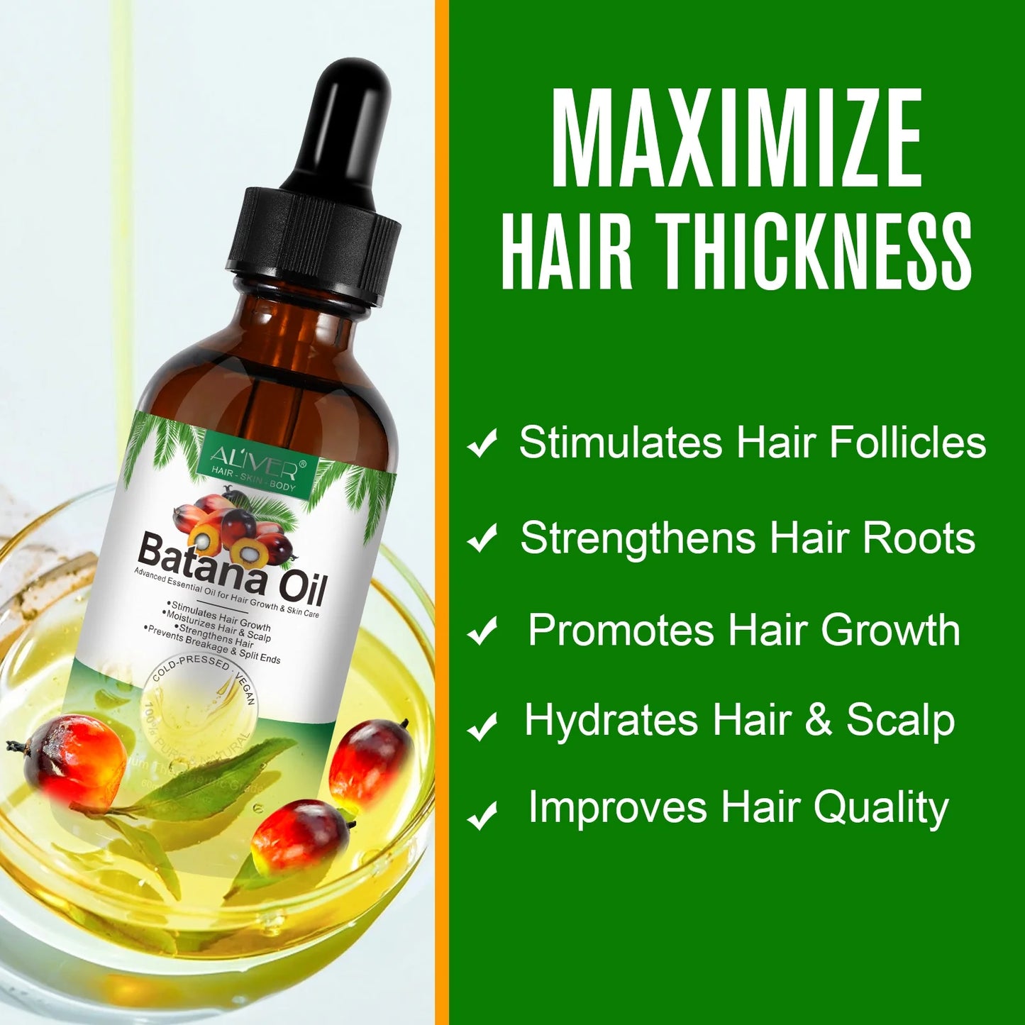 Aliver Batana Oil for Hair & Skin Care,100% Pure & Natural Batana Oil & Raw Batana Oil Hair Mask Set for Nourish & Moisturize Hair and Scalp
