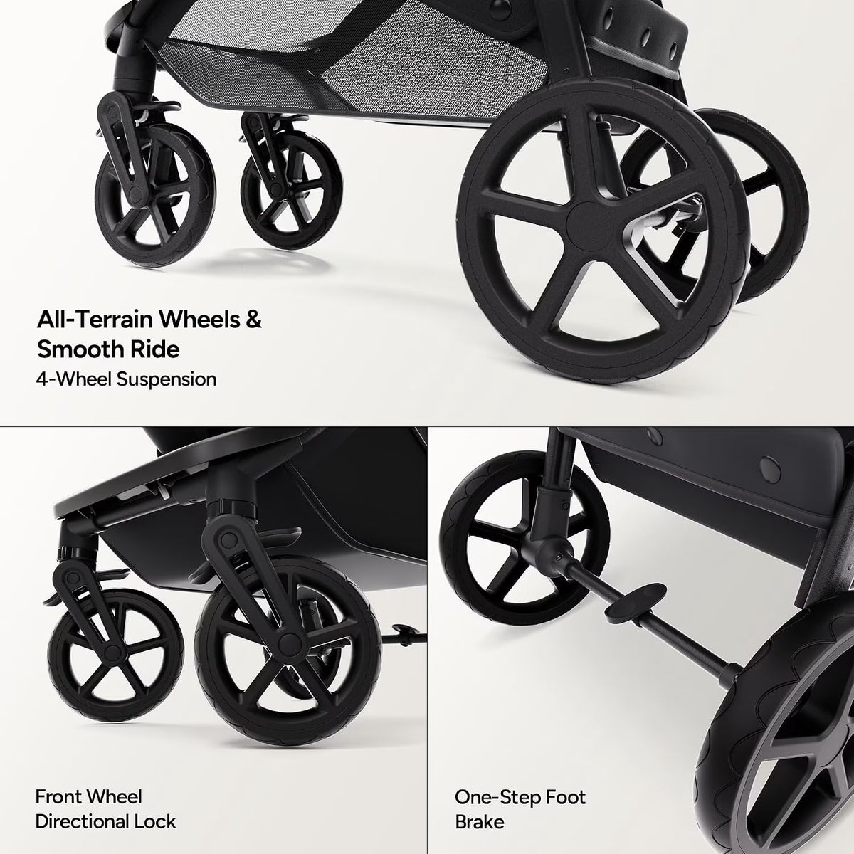 Mompush Wiz 2-In-1 Baby Stroller with Bassinet Mode, Reversible Seat and Large Canopy, Khaki, 22.3LB, Unisex