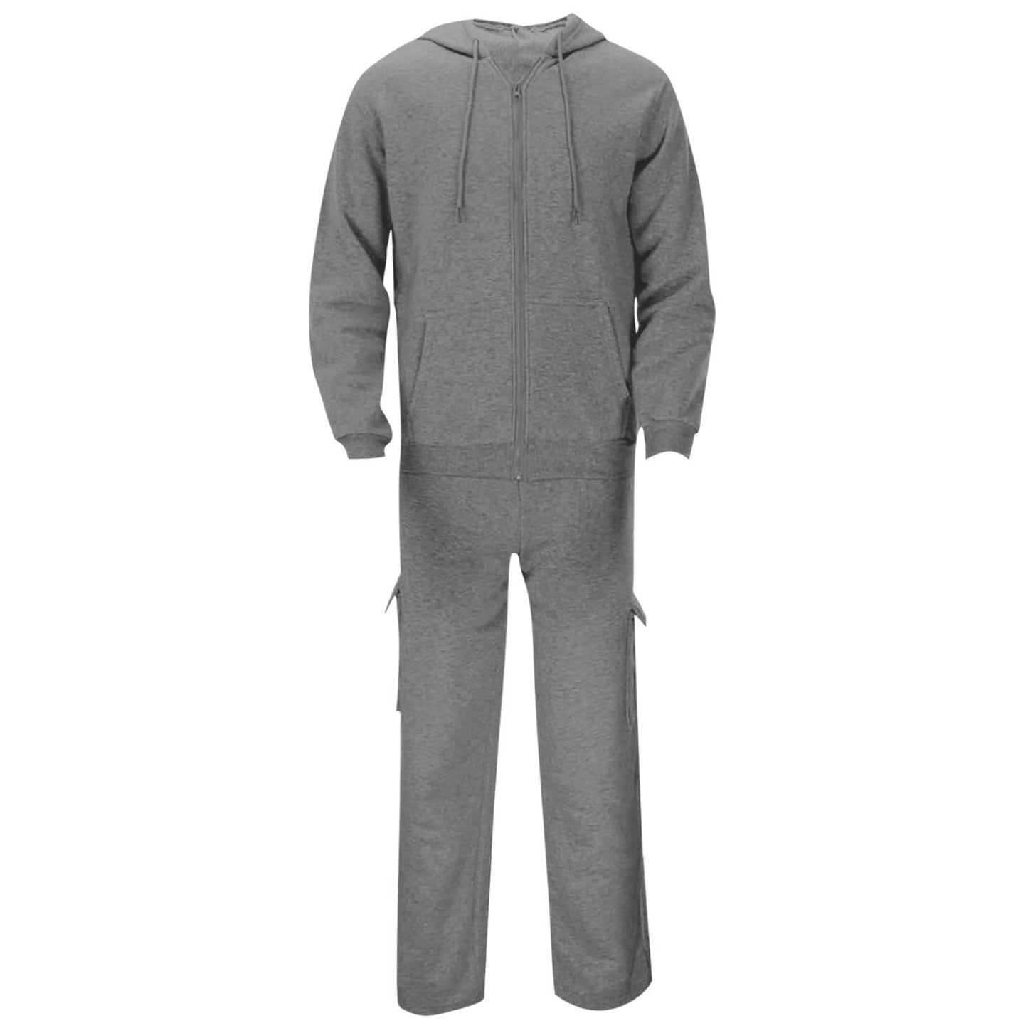 Brnmxoke Tracksuit for Men Full Zip Hooded Sweatshirt Sets Matching Wide Leg Cargo Pants 2 Piece Outfit Dark Gray,Xxxl