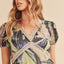Aemi + Co Lace Detail Slit Geometric Print Short Sleeve Maxi Dress