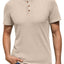 GIRUNS Men'S Short Sleeve Waffle Henley T-Shirt Summer Casual Tee for Men