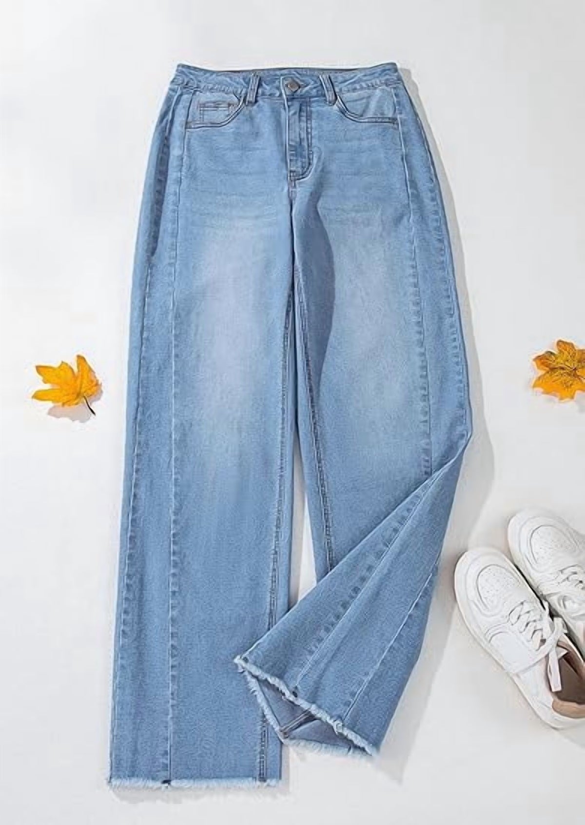 PRETTYGARDEN Wide Leg Jeans for Women Trendy High Waisted Stretchy Baggy Raw Hem Denim Palazzo Pants with Pockets