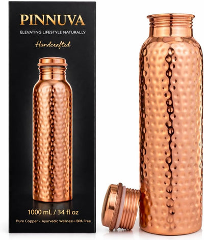 Copper Water Bottle 32Oz - Extra Large 100% Pure Ayurvedic Copper Water Bottle for Drinking, Wide Mouth, Leak-Proof Lid BPA Free Non-Insulated & Eco Friendly with Premium Quality