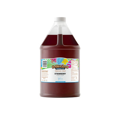 Hawaiian Shaved Ice Syrup Gallon, Strawberry Flavor, Great for Slushies, Italian Soda, Popsicles, & More, No Refrigeration Needed, Allergy-Friendly, Perfect for Snowcone Stand and Coffee Shop Owners.