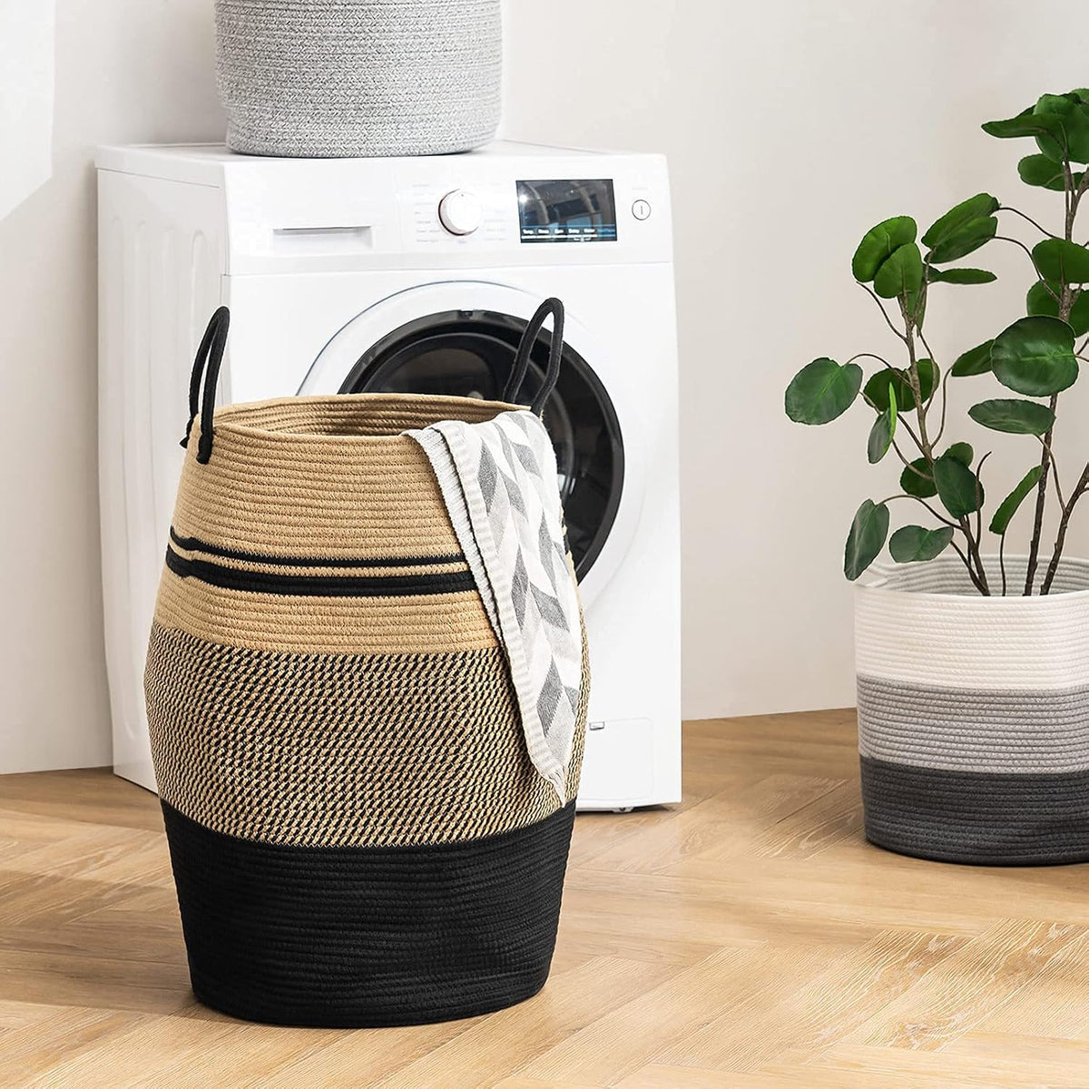 Large Laundry Basket Hamper Woven Blanket Basket Clothes Hamper