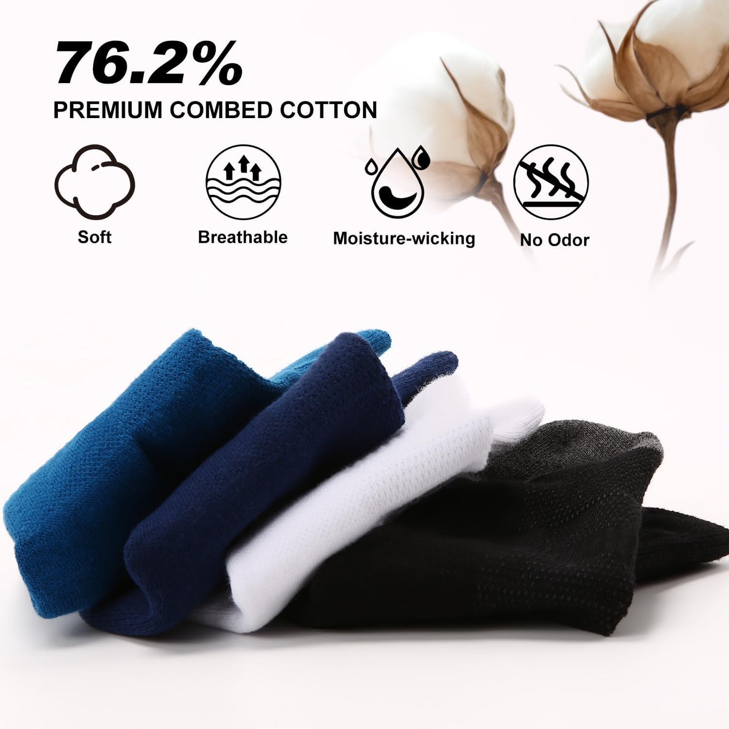 FITRELL 6 Pack Men'S Athletic Ankle Socks Cushioned Sports Running Socks 7-9/9-12/12-15