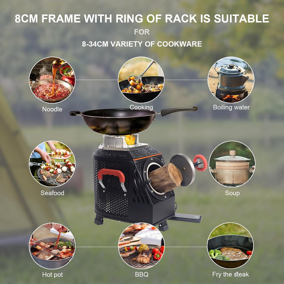 Wood Burning Camp Stove, Outdoor Portable Wood Burning Camp Stove, Large Stainless Steel Camping Stove for outside Cooking Survival Campfire Patio Backyard Gathering 16"L X 13"W X 17"H3