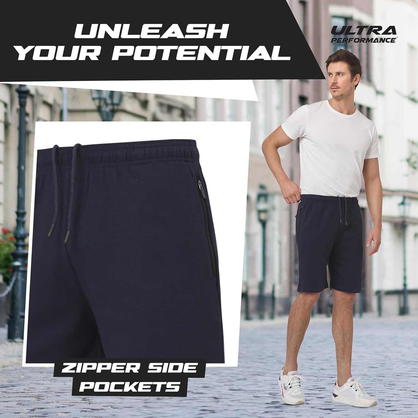Ultra Performance 3 Pack Mens Shorts Casual Men'S Athletic Short Workout Gym Shorts for Men with Zipper Pockets, Small - 5X