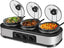 Superjoe Triple Slow Cooker, 3X1.5 Quart Electric Slow Cooker Buffet Server, Food Warmer Cooking Pot, Adjustable Temp Removable Ceramic Pots Lid Rests