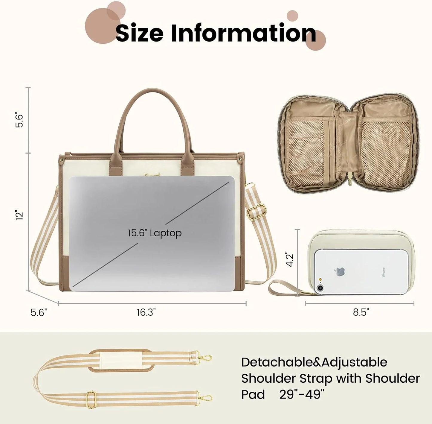 Lovevook Laptop Tote Bag for Women, Lightweight Pu Leather Work Tote Bag with Clutch Purse, Large Computer Bag Briefcase Fit for 15.6" Laptop
