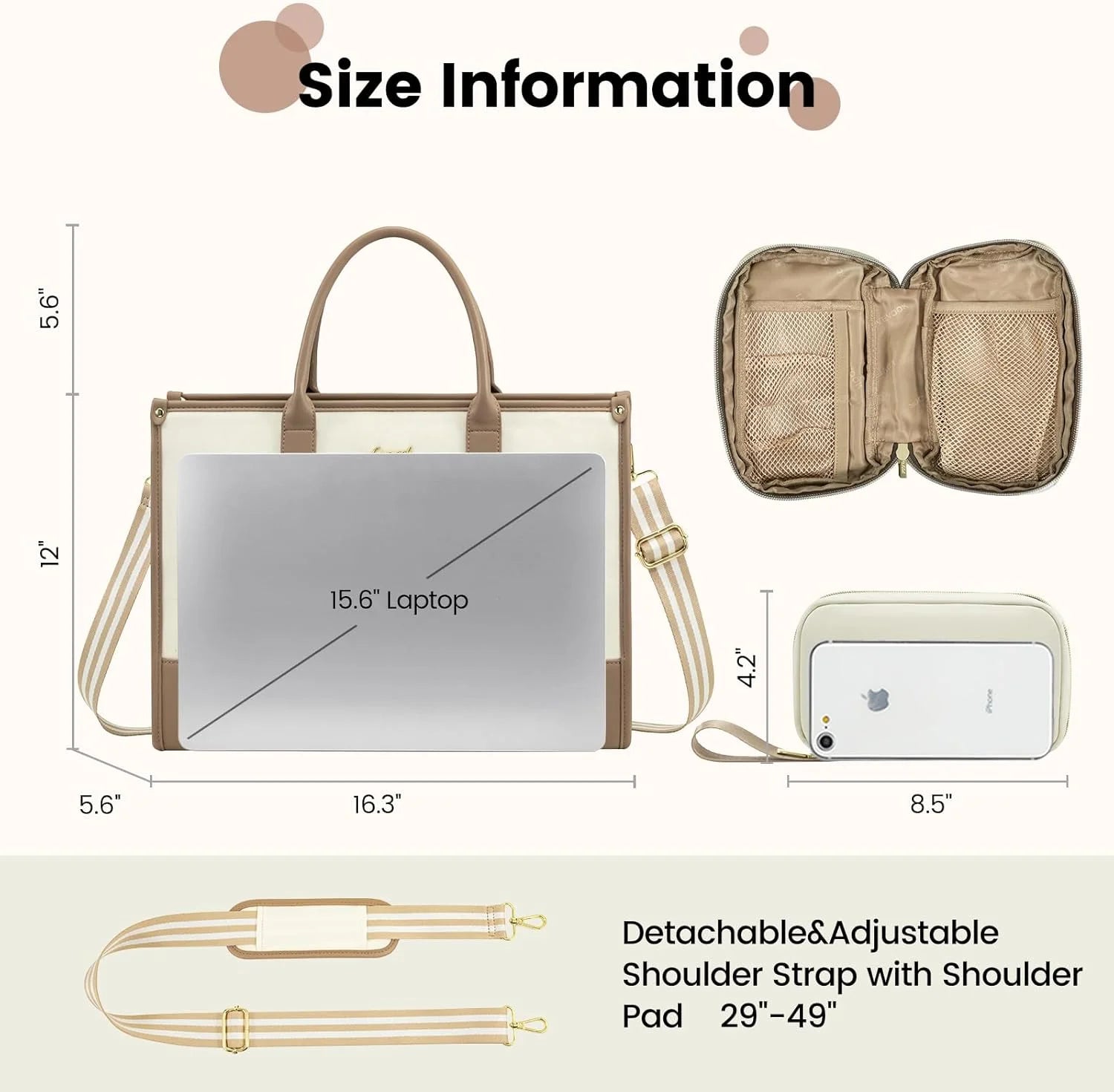 Lovevook Laptop Tote Bag for Women, Lightweight Pu Leather Work Tote Bag with Clutch Purse, Large Computer Bag Briefcase Fit for 15.6" Laptop