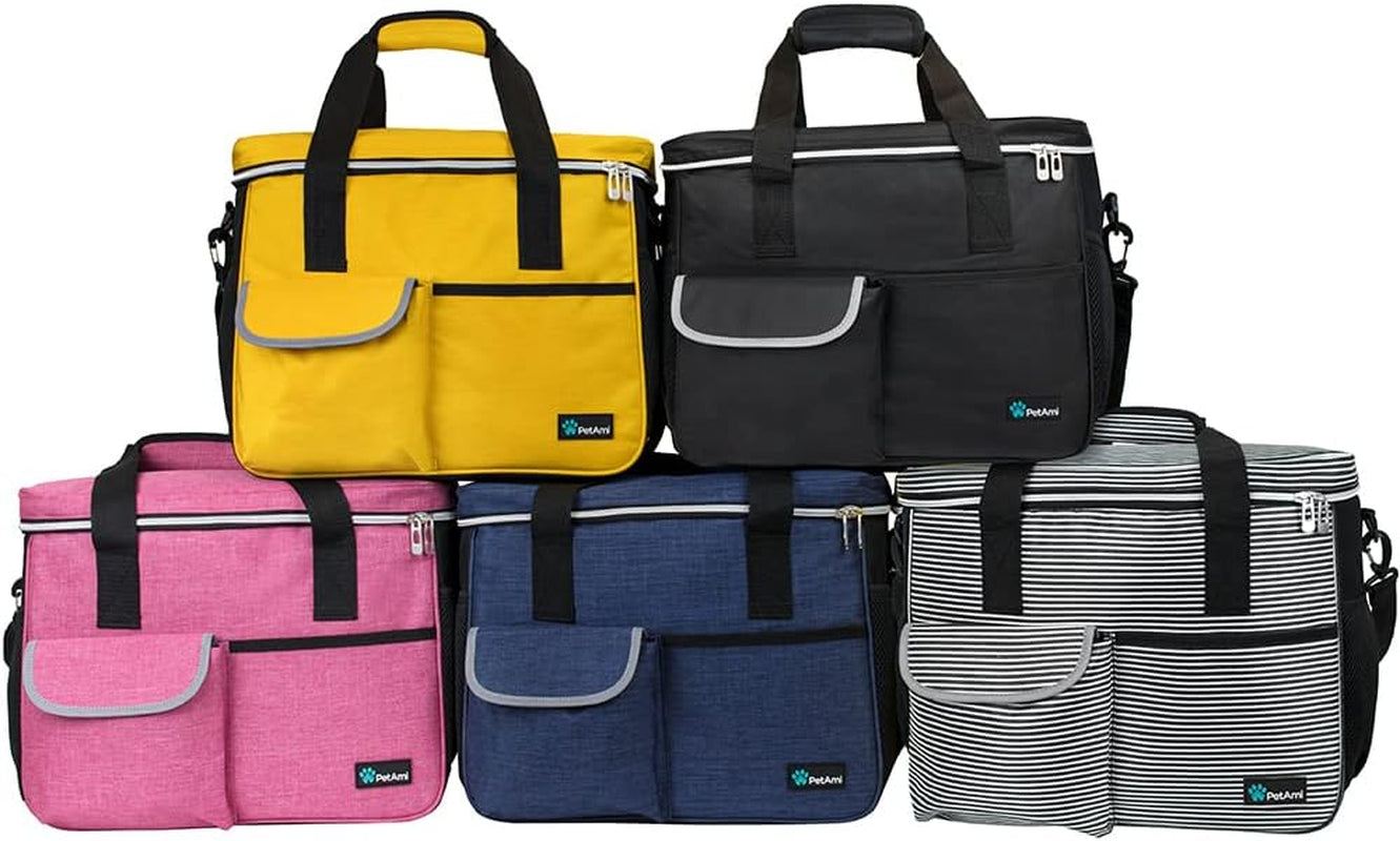 Petami Dog Travel Bag Organizer, Pet Travel Kit with 2 Food Containers & 2 Collapsible Dog Bowls, Pet Supplies Tote with Luggage Sleeve, Weekend Road Trip Camping Essentials, Yellow, Medium