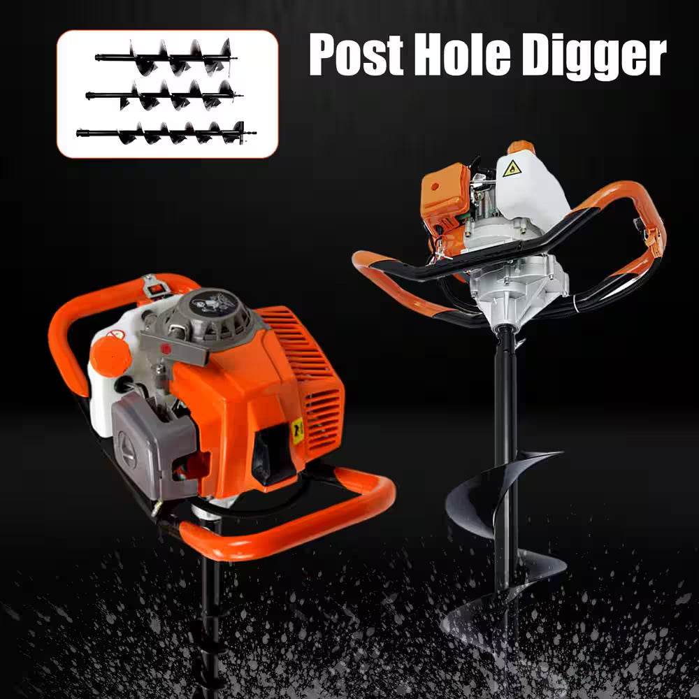52 Cc Gasoline Engine Single-Cylinder 2-Stroke Post Hole Digger with 4 In./6 In./8 In. Bits