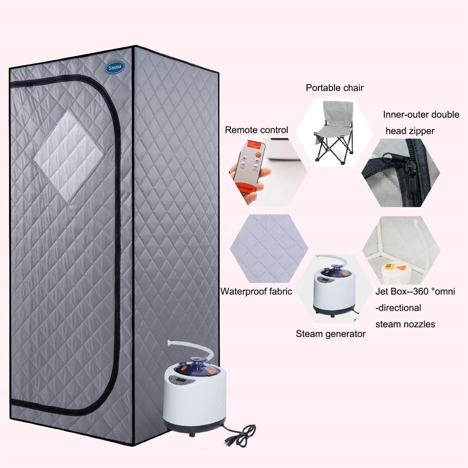 Cheelom Weight Loss Sauna Tent Portable Full Body Steam Sauna Box Sauna Tent with Folding Chair Walking Sauna