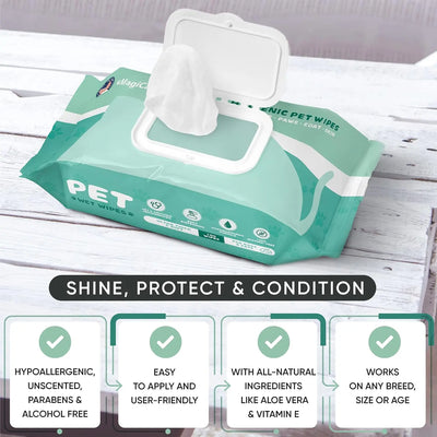MAGICARE Dog Wipes – 400 Pcs for Body, Ears, Face, Butt - Made in USA - 8X8 Inch Large Unscented Paw Cleaner & Puppy Wipes - Hypoallergenic Formula