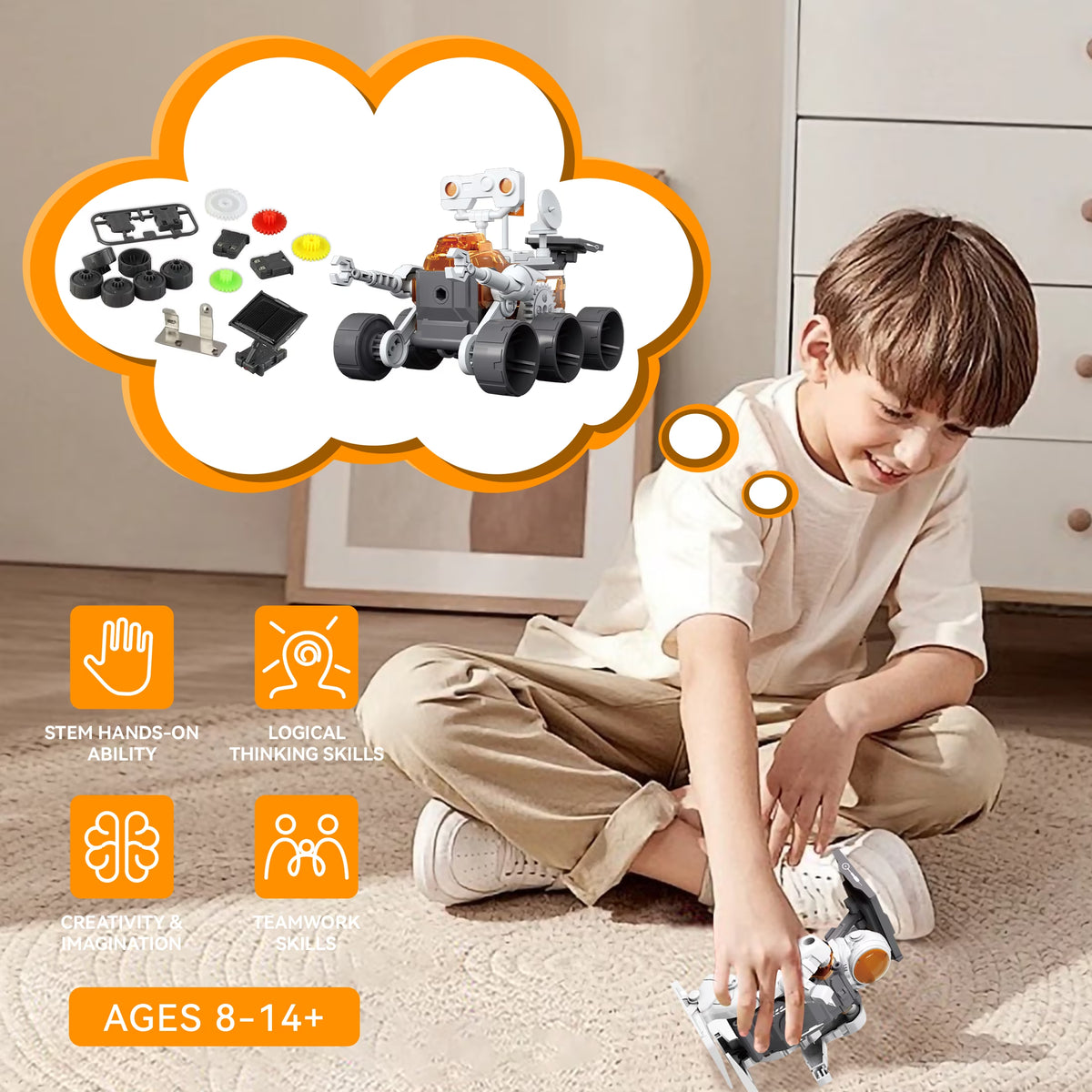 FAGINEY 4-In-1 Building Science STEM Kits, Solar Robot Toys for Kids Ages 8-14+, STEM Projects DIY Space Toys Birthday Gifts for Boys Girls Ages 8-16 Teens