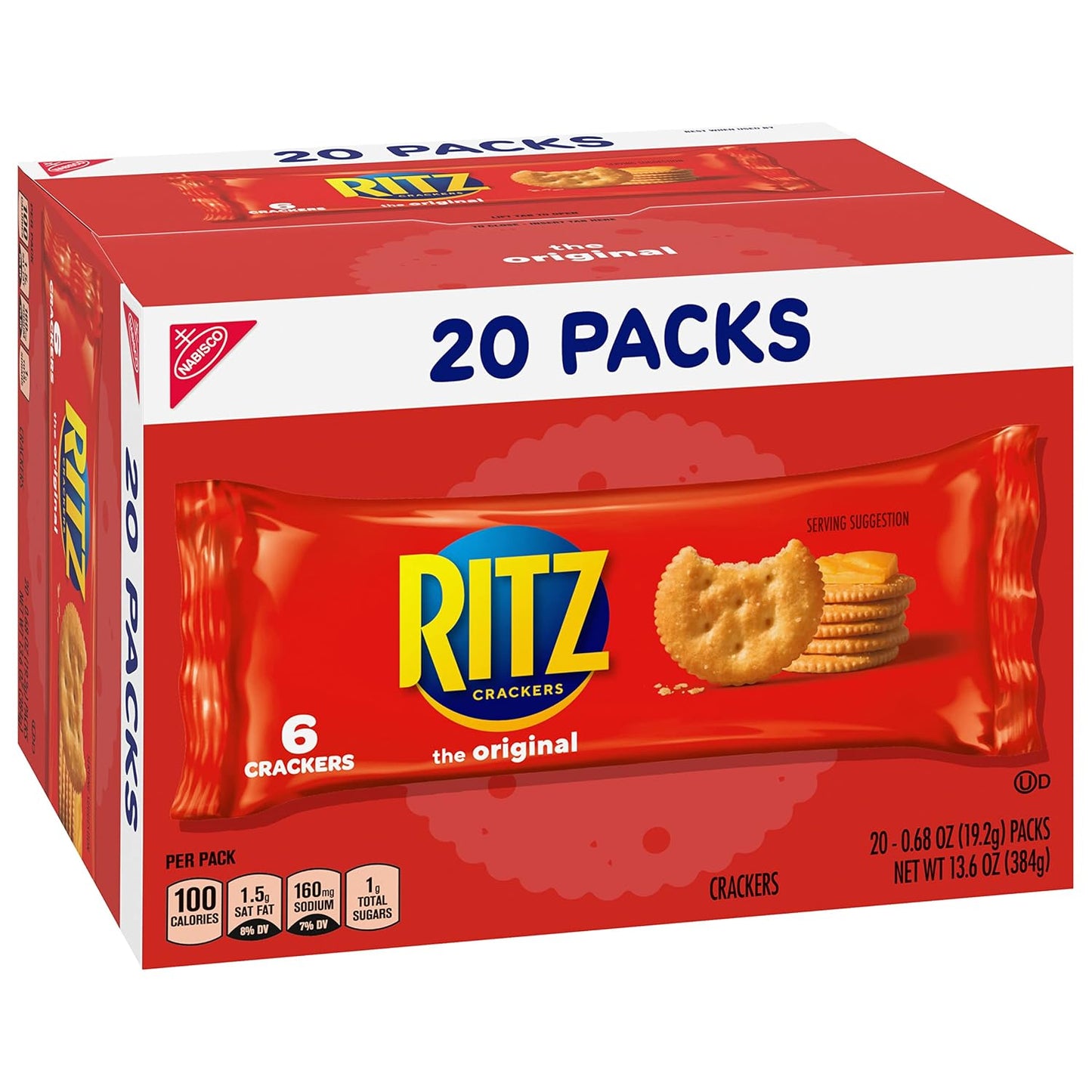 RITZ Original Crackers, 20 Snack Packs (6 Crackers per Pack)
