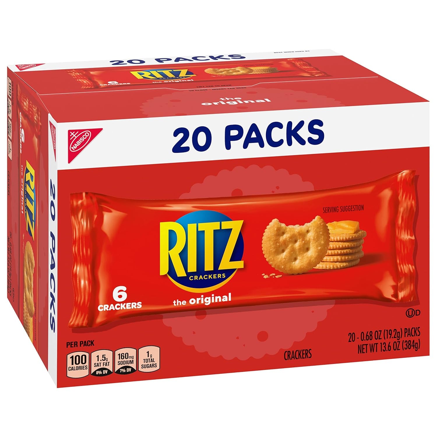 RITZ Original Crackers, 20 Snack Packs (6 Crackers per Pack)