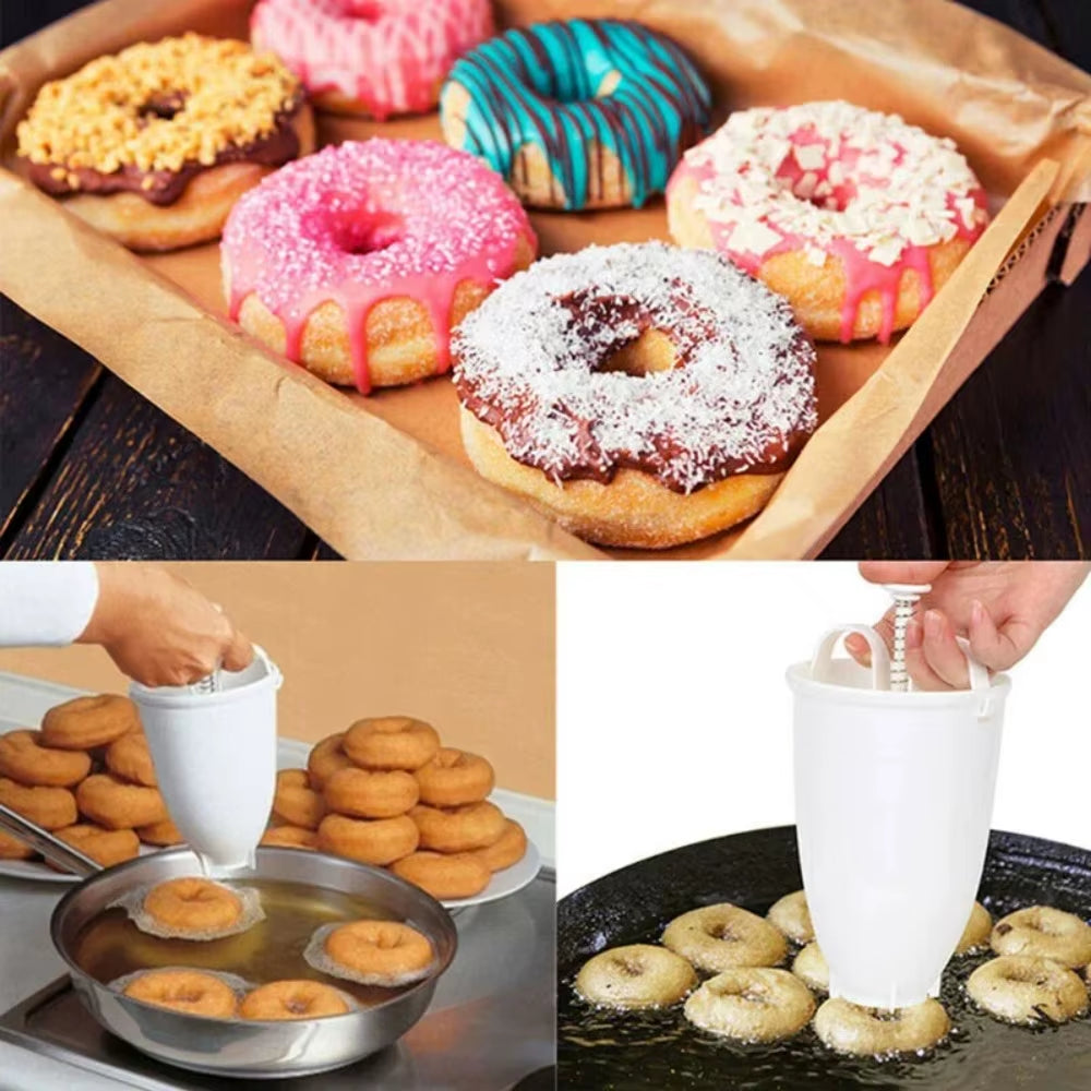 Donut Maker with Plunger Dispenser, 10Cm Baking Tool for Uniform Donuts, Easy Squeeze Creative Dessert Mold